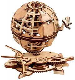 Aida Bz Wooden Game Puzzle, 3D Assembled Globe Building Kit Resolve Globe With Space Shuttle And Satellite Vintage Decoration Gift