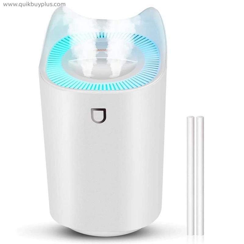 Air Humidifier, 3L Ultra Quiet USB Air Humidifier with 7 Colors LED and 2 Spray Openings, for Home Yoga Office