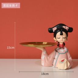 Ancient Girl Statue with Tray for Storge Desk Organzier Sculpture Home Decoration Accessories Ornaments China Style Figurines