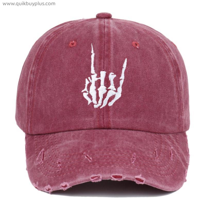 Animal Claw Embroidered Washed Hat Outdoor Baseball Cap Adjustable Hip Hop Hat Women's Men's Hat