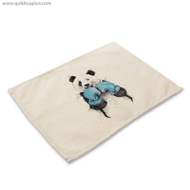 Animal painted cute bear print heat-resistant non-slip anti-fouling kitchen table placemats are easy to clean