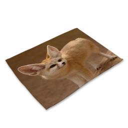 Animal series cotton and linen fabric heat-resistant non-slip anti-fouling kitchen table placemats are easy to clean