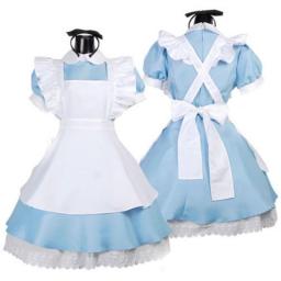 Anime Lolita French Maid Apron Fancy Dresses Cosplay Costume Sky Blue Halloween Party Dress Up Lolita Dresses Outfits for Womens