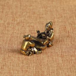 Antique Brass Old Man Playing Chess Calligraphy Painting Miniature Figurines Tea Table Decoration Crafts Accessories Pure Copper