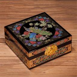 Antique Retro Wooden Box Storage Box Home Accessories Earring Gift Wooden Jewelry Box  Adult Men's Wooden Women's Gift (Color : B)