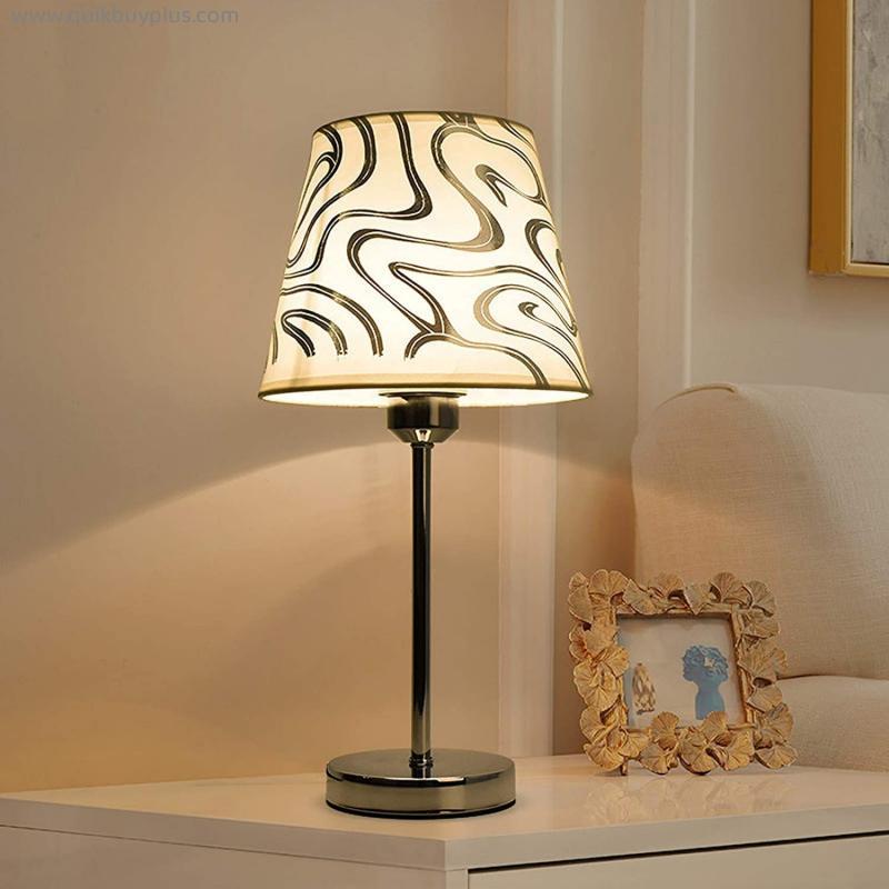 Art Deco Table Lamps Bedside Table Lamp Traditional Metal Bedroom Light,Modern Nightstand Desk Lamp with Fabric Shade Office Night Light E27 (Color : 1 Light)