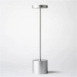 Art Deco Table Lamps Cordless Table Lamp Portable 1800mAh Battery Powered Metal Desk Lamp 2 Levels Brightness Night Light (Color : Silver)