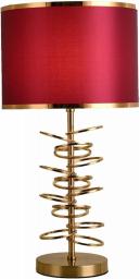 Art Deco Table Lamps Luxury Hotel Desk Lamp Bedroom Bedside Lamp Living Room Metal Red Wedding Decoration Table Light with Fabric Lampshade (Color : Red)