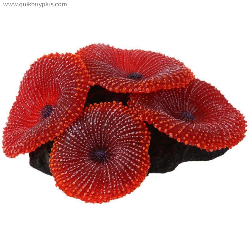 Artificial Aquarium Fish Tank Decoration Coral Sea Plant Ornament Silicone Nontoxic Red