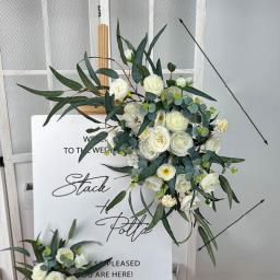 Artificial Flower Wedding Props Fake Flower Row Arrangement Welcome Card Sign Garland Home Door Decor Birthday Decoration Wreath