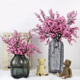 Artificial Flowers Cherry Blossoms Gypsophila Fake Plants DIY Wedding Bouquet Vases for Home Decor Faux Christmas Branch