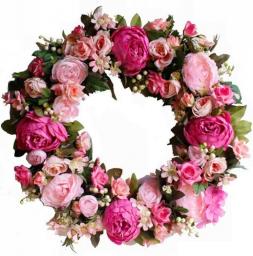 Artificial Flowers Peony Wreath - for Front Door Office Wall Garden Wedding Festival Decor 45cm