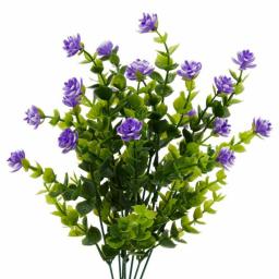 Artificial Flowers for Outdoors, Fake Purple Bouquet for Decoration (6 Pack)