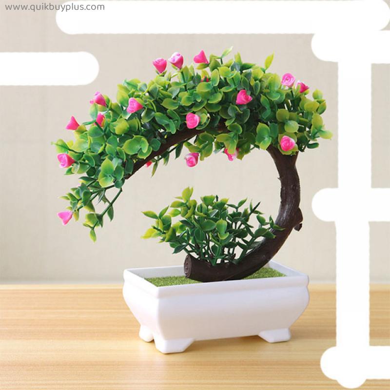 Artificial Plant Artificial Flower Home Decor Bonsai Tree Pot Plant Fake Flower Potted Ornament For Home Room Garden Decoration