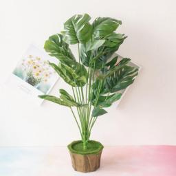 Artificial Plants Green Monstera Leaves Home Garden Office Decoration Flower Arrangement Accessories Fake Plants