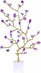 Artificial Tree Artificial Tree Amethyst Artificial Flower Brass Branch Lucky Feng Shui Living Room Entrance Decoration Decorate (Color : Purple)