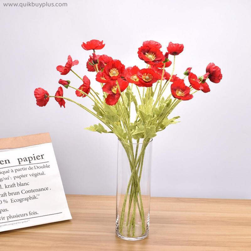 Artificial flower bouquets red color artificial corn poppy flowers bouquets&Papaver rhoeas&Coquelicot bunches