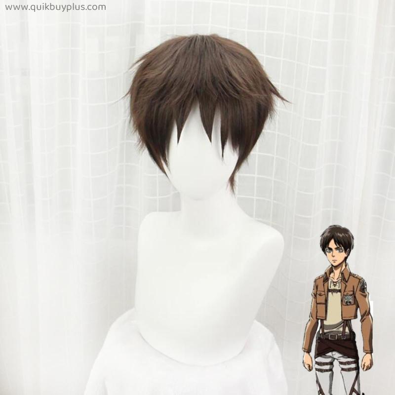 Attack on Titan Eren Jaeger Cosplay Wig  Short Straight Brown Heat Resistant Synthetic Hair Wigs