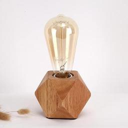 Auoeer Vintage Wooden Table Lamps Wooden & Metal Desk Lamp Base with Switch for Bedroom Bedside Living Room Cafe (Wooden)