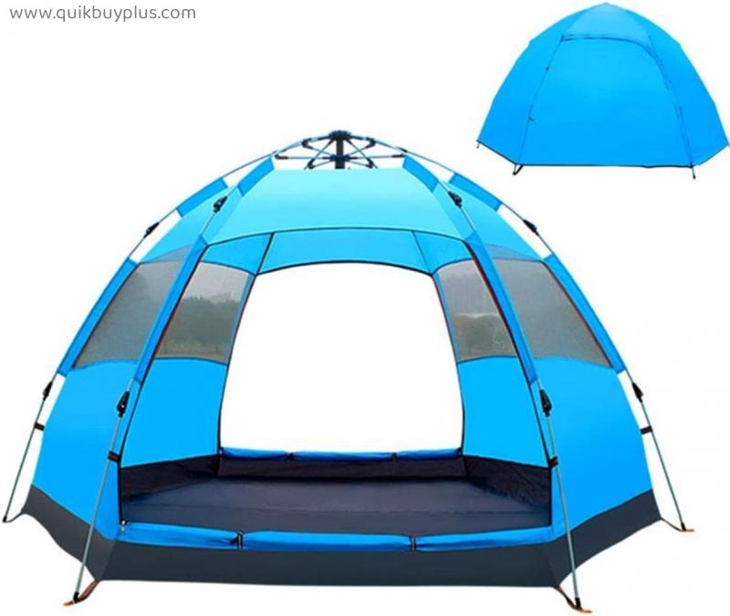 Automatic Opening Windproof Waterproof Sunscreen Tent Large Hexagonal Hydraulic Tent 4-6 People Family Camping Tent Rainproof Sunscreen Outdoor Camping Trip Mountaineering