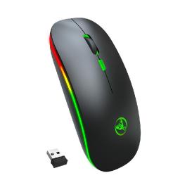 BT5.1 2.4G Dual Mode Silent Click For Laptop PC Up To 1600DPI USB Rechargeable Colorful Glow Wireless Mouse Slim ABS Home Office