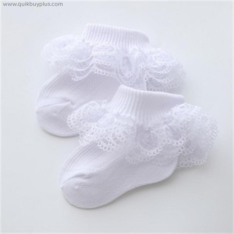 Baby Girls Boys Combed Cotton Socks Solid Casual Cute Eyelet Frilly Lace Socks Elastic Soft Socks Birthday Gift for Newborn Kids
