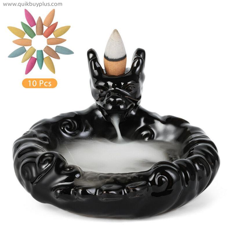 Backflow Incense Burner Holder Ceramic Black Home Decor Aromatherapy Relaxation