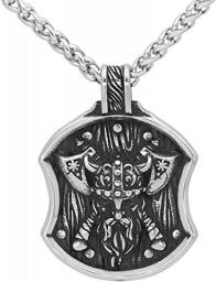 BaiJaC ZIRUIGONG Nhlzj Viking The Shield Pendant Men ​Carefully Crafted from an Original Sculpt Hallmark of Ancient Culture and Traditions Necklace Stainless Steel Wheat Chain (Color : Axe) Axe