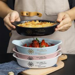 Bakeware Ceramic Plate Bowl Microwave Western Food Dinner Plates Oven Creative Vegetable Plate Household Baking Bowl Vajilla