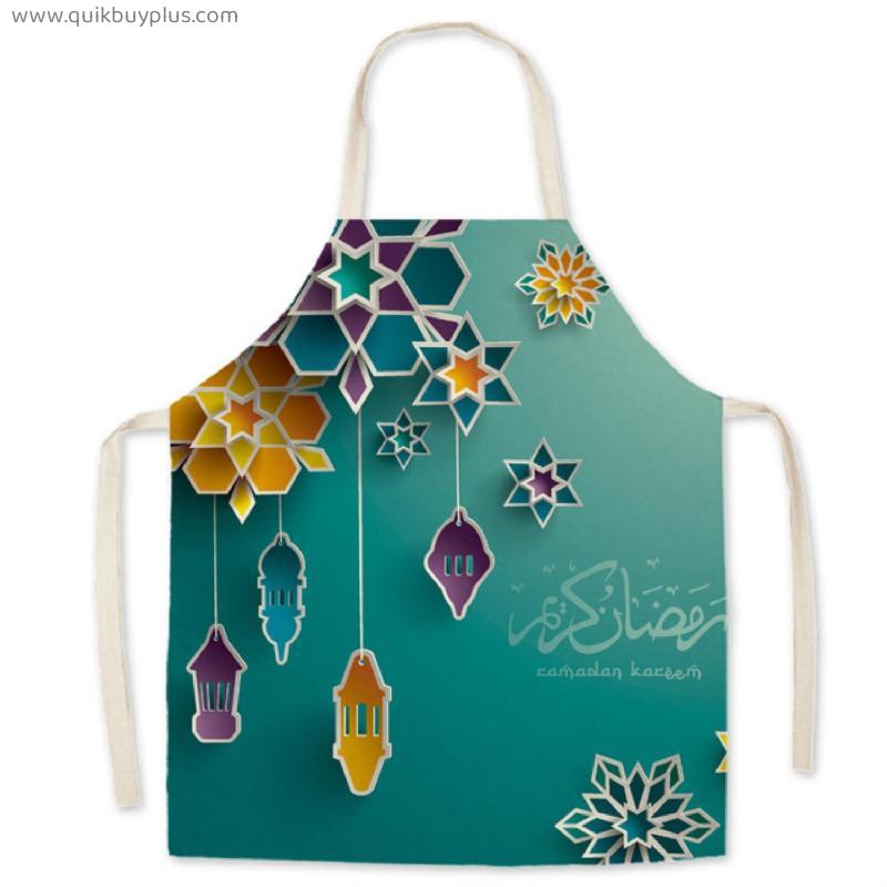 Baking Accessorie Ramadan Pattern Cotton Linen Apron Cooking   Kitchen Aprons for Women Man Muslim Home Cleaning Tools Delantal