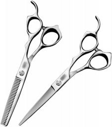 Barber Scissors 6 Inch Hairdresser Professional High-end Hairdressing Scissors Haircut Flat Scissors + Tooth Scissors Set Combination (Color : Silver)