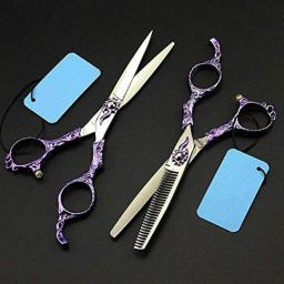Barber Scissors 6 Purple Hair Scissors Cutting Barber Thinning Shears Hairdressing Scissors New (Set With Bag)