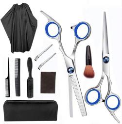 Barber Scissors Hair Cutting Scissors Set Stainless Steel Hairdressing Shears Set Professional Hair Thinning Texturizing Scissors With Barber Cape Hair