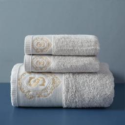 Bath Towel, Grade 100% Cotton Luxury Towels Bathroom Face Bath Towel Set Soft Five Star Hotel Towel Adults Serviette 80x160cm,Elegant White,3pcs Towel Set
