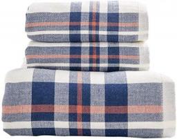 Bath Towel Scottish Plaid Bath Towels Set 100% Cotton Gauze Towels Soft and Absorbent Perfect for Bathroom and Beach Bath Towel Set (Color : Blueplaid)