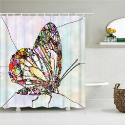 Beautiful Butterfly Shower Curtains Flower leaves Printed Fabric Shower Curtain Waterproof Polyester 180X180 Bath Screen
