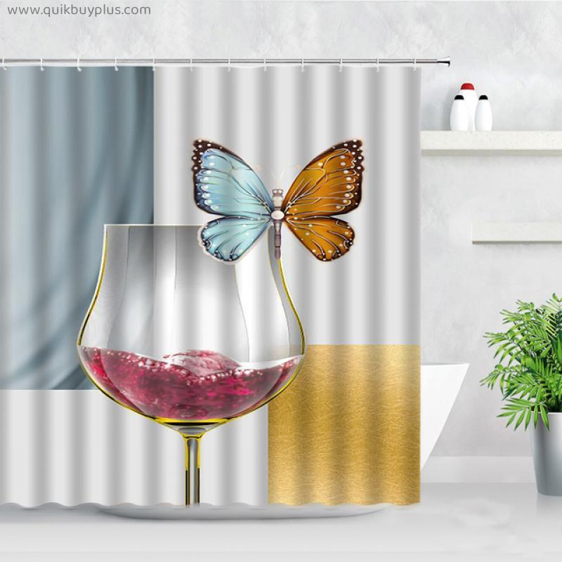 Beautiful Colorful Butterfly Shower Curtain Waterproof Fabric Bathroom Curtains Creative Flower Pattern Fashion Decor screen