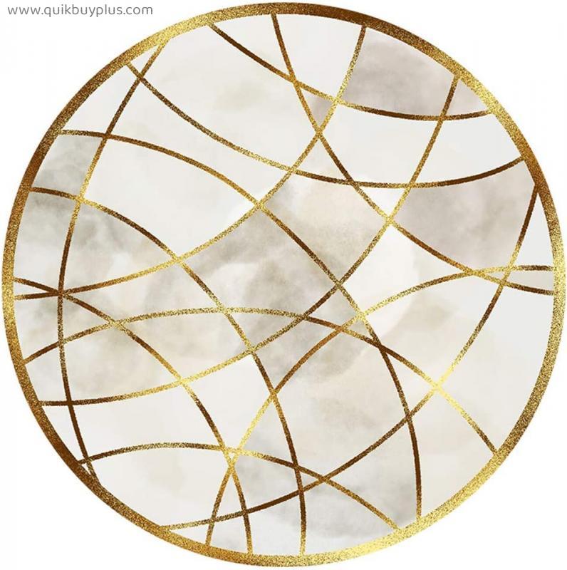 Bedroom Rug - Round Bedside Blanket - Modern Home Living Room Abstract Polyester Carpet Sofa Coffee Table Mat Round Yoga Mat, Easy to Clean