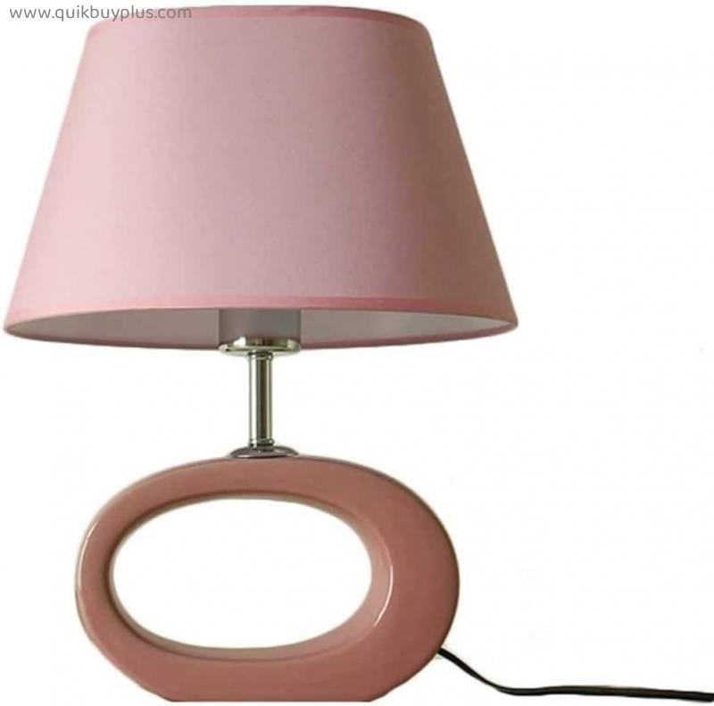 Biiiouu Bedroom Bedside Desk Night Lights Ring Ceramic Base Table Lamp Modern Sleek Design Table Lamp with A Oval Light Shade High 37CM/14.5inch，E27 Warm Light Bulb (Color : Orange)
