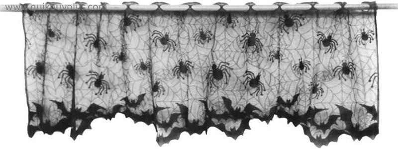 BinaryABC Halloween Lace Window Curtain,Black Spider Web Curtains, Halloween Lampshade Fireplace Cloth Decor,Halloween Party Decoration