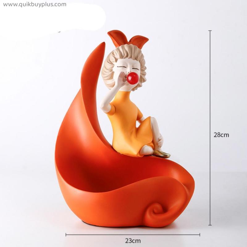 Birthday Gifts Girl Statues with Candy Bowl Sculpture Office Shop Desktop Decor Storage Ornaments Home Decoration Accessories