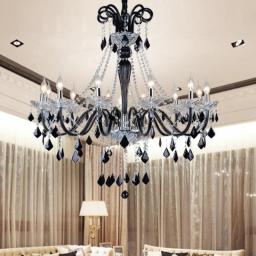 Black K9 Crystal Chandelier Lustre Crystal Chandeliers Light Lustres De Cristal Chandelier LED  Villa Black Lamp Living Room