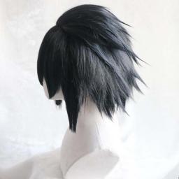 Black Short Fluffy Layered Synthetic Hair Wigs Uchiha Sasuke Cosplay Wig Heat Resistance fiber