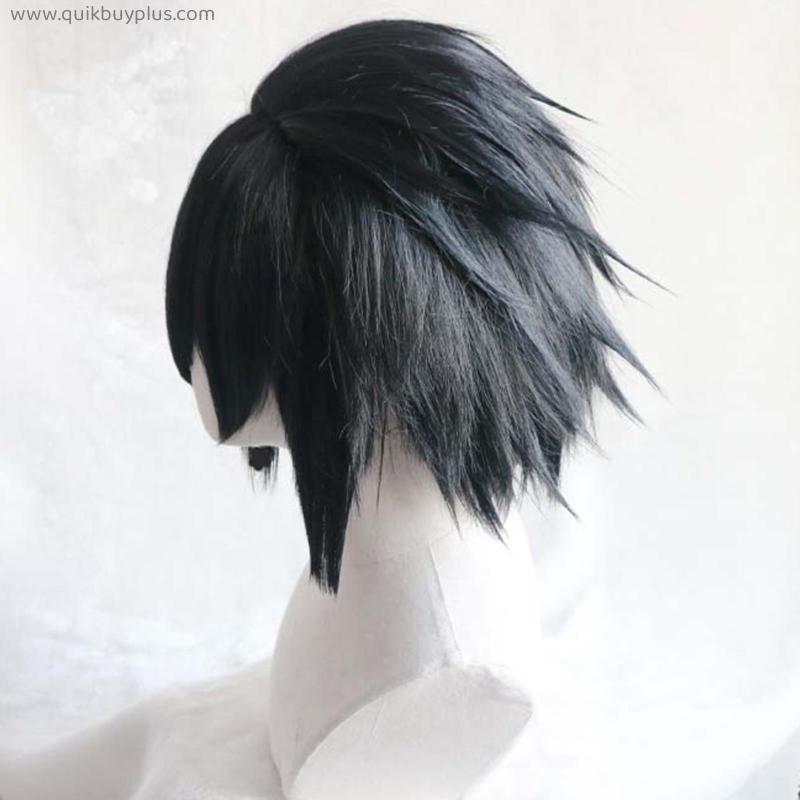 Black Short Fluffy Layered Synthetic Hair Wigs Uchiha Sasuke Cosplay Wig Heat Resistance fiber