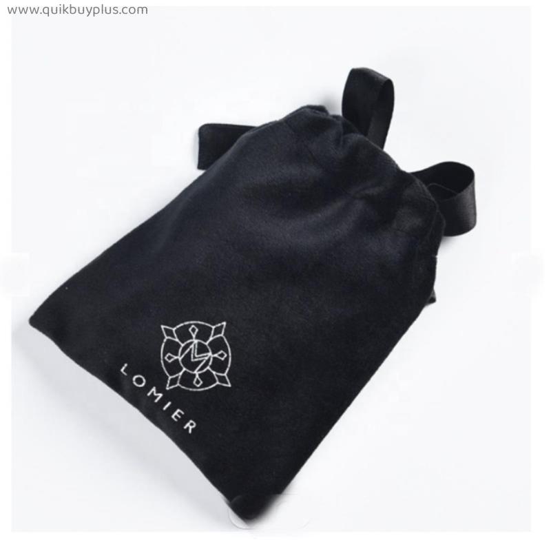 Black Velvet Ribbon Gift Bags Jewelry Logo Sack 5x7cm 7x9cm 11x14cm 18x30cm Watches Eyelashes Makeup Drawstring Pouches