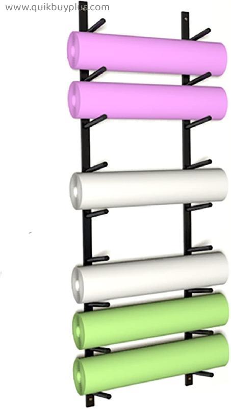 Black Yoga Mat Holder Wall Mount, Metal Muti-Layer Yoga Mat Stand Rack, Hanging Exercise Mats Stand Storage, Gym/Workout Room/Home (Size : 6-Tier)