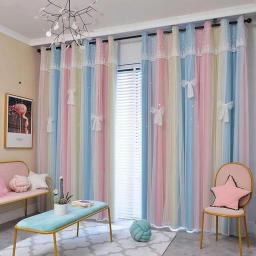 Blackout Star Curtain, Double Layers with Grommets Window Curtains Room Darkening Thermal Insulated Drapes Suitable for Living Room Girls Room-A-150x270cm(59x106inch)