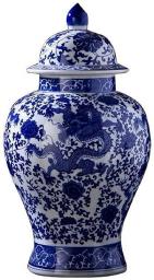 Blue & White Porcelain Vases Antique Vase Blue And White Chinese Vase,Table Lamp Ceramic White Romantic Embossed Flowers Vase Drum Shade for Living Room Family Bedroom Bedside Nightstand Wedding Ceram