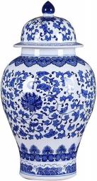 Blue & White Porcelain Vases Antique Vase Blue and White Chinese Vase,Blue and White Chinese Ceramic Decorative Vase- Deer Head Design Oriental Furniture Porcelain Vase Ceramic Flower Vase