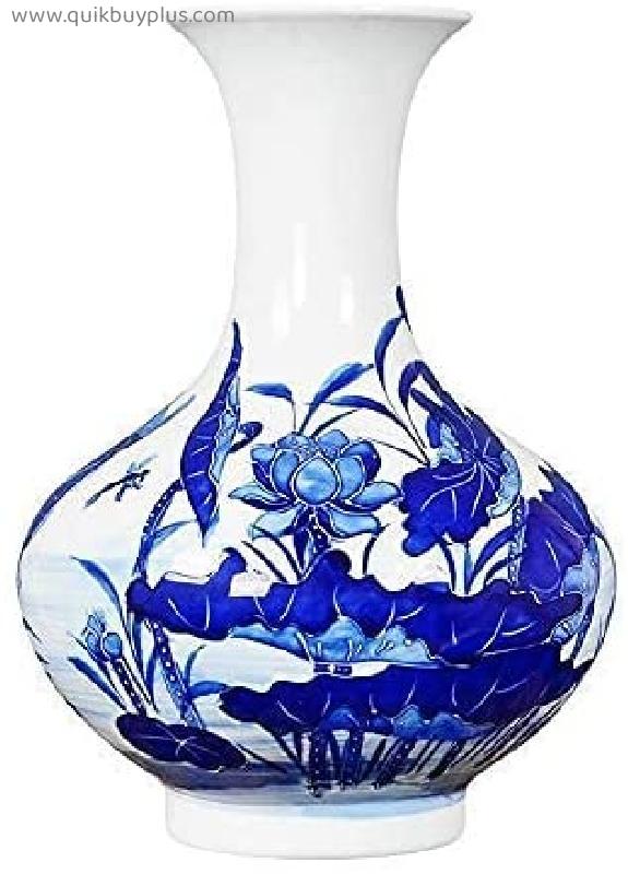 Blue & White Porcelain Vases Creative Vase Chinese Retro Ceramic Hand-painted Blue-and-white Porcelain Embossed Vase Living Room Portrait Decoration Home Vase Porcelain Decor Vase Ceramic Flower Vase